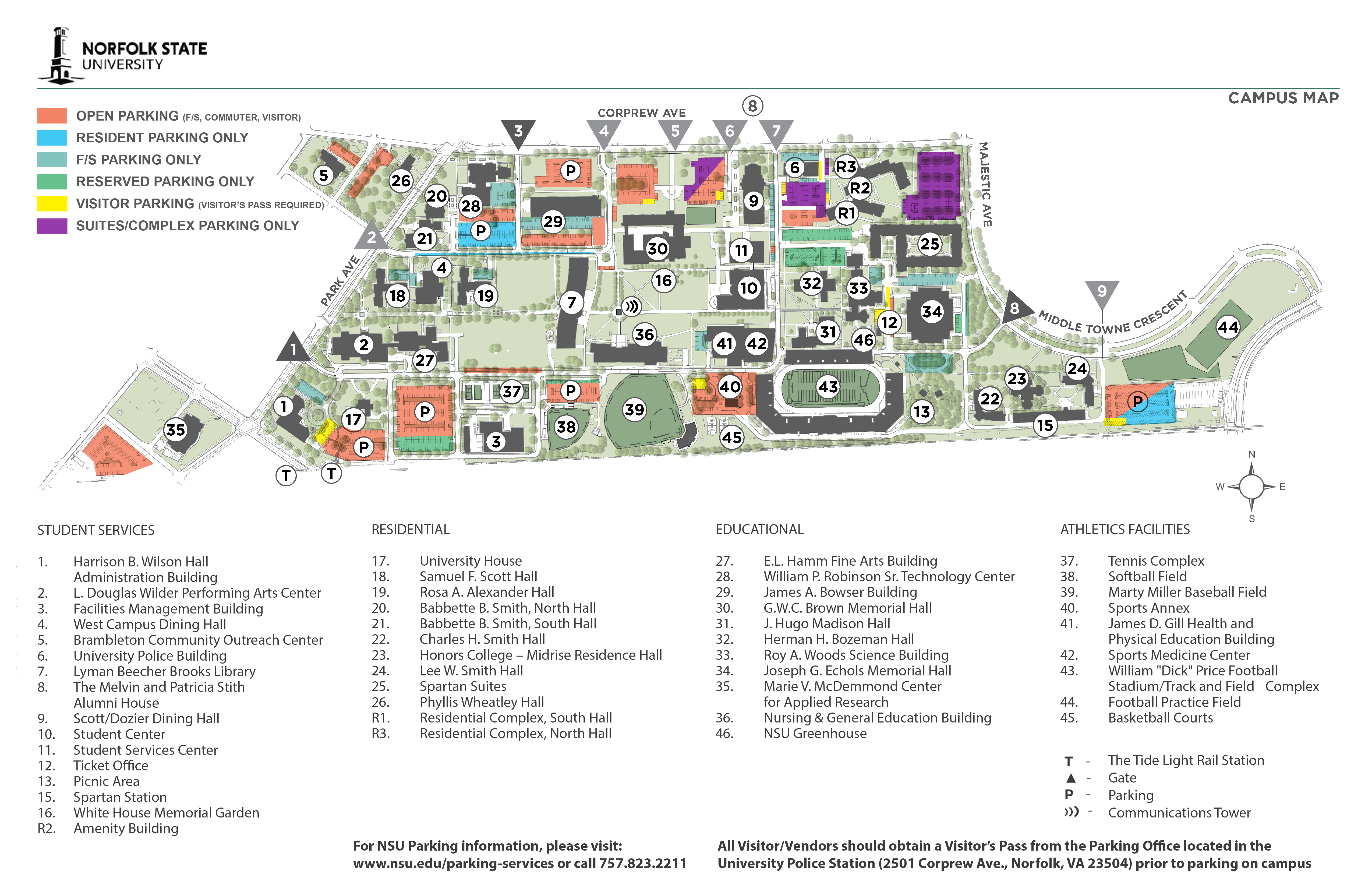 Campus Map Parking Services Norfolk State University Norfolk State University
