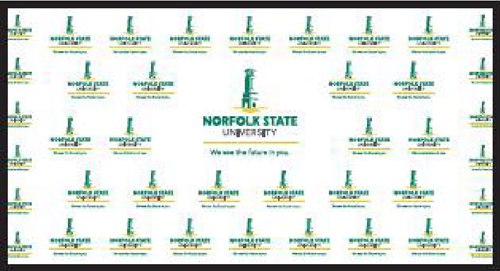 white step and repeat graphic