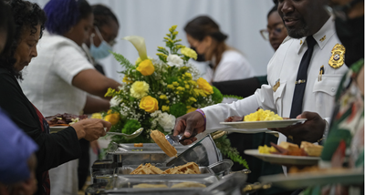 nsu founder week breakfast buffet line