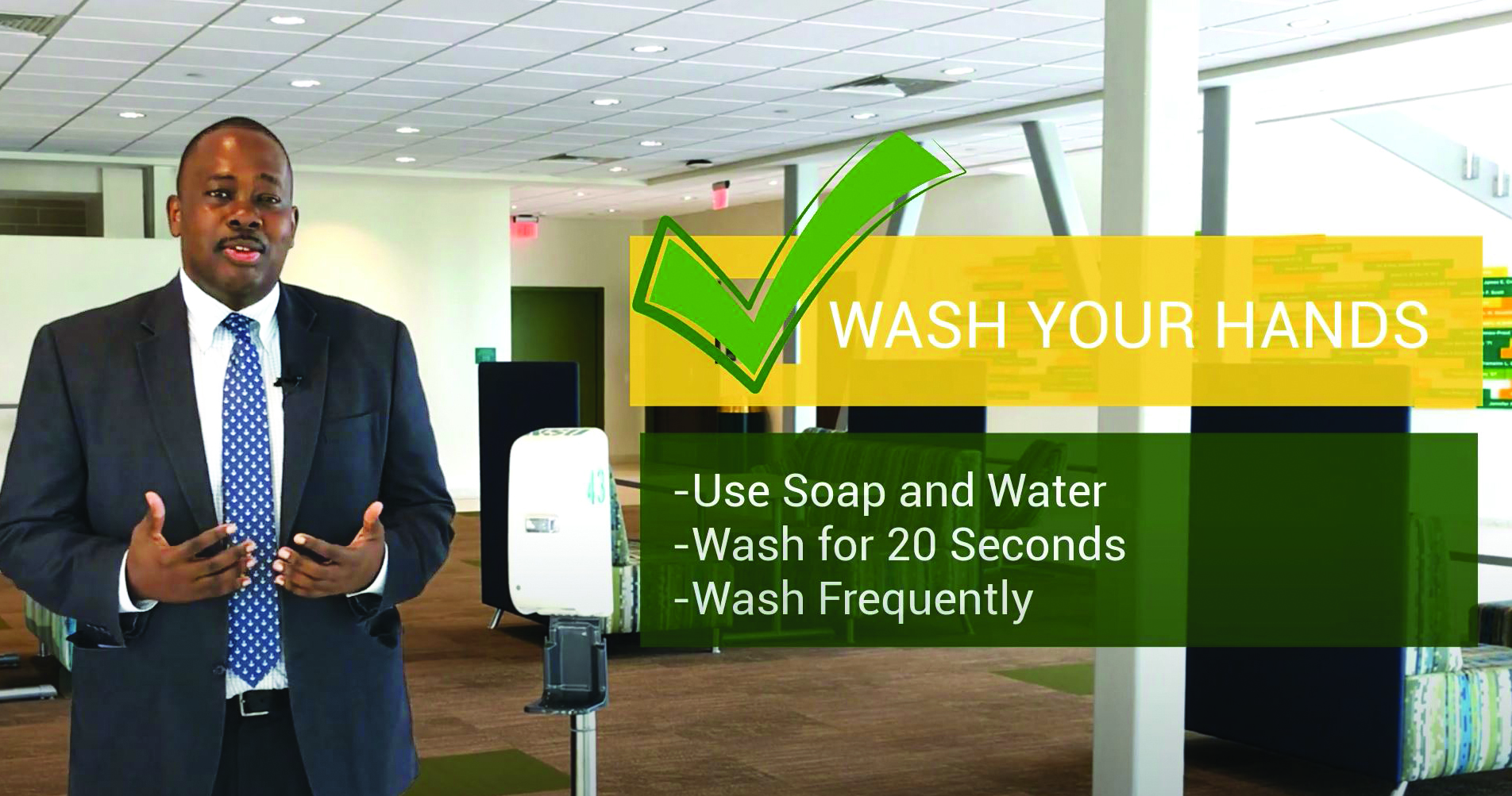 wash your hands • use soap and water • wash for 20 seconds • wash frequently