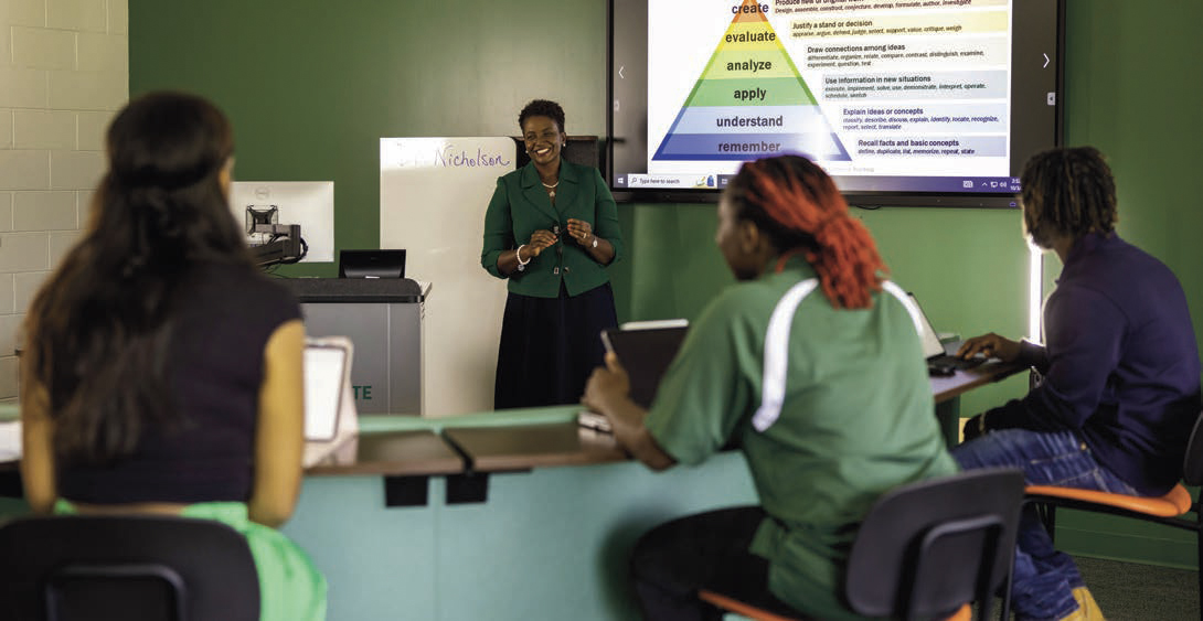 students in a classroom lecture
