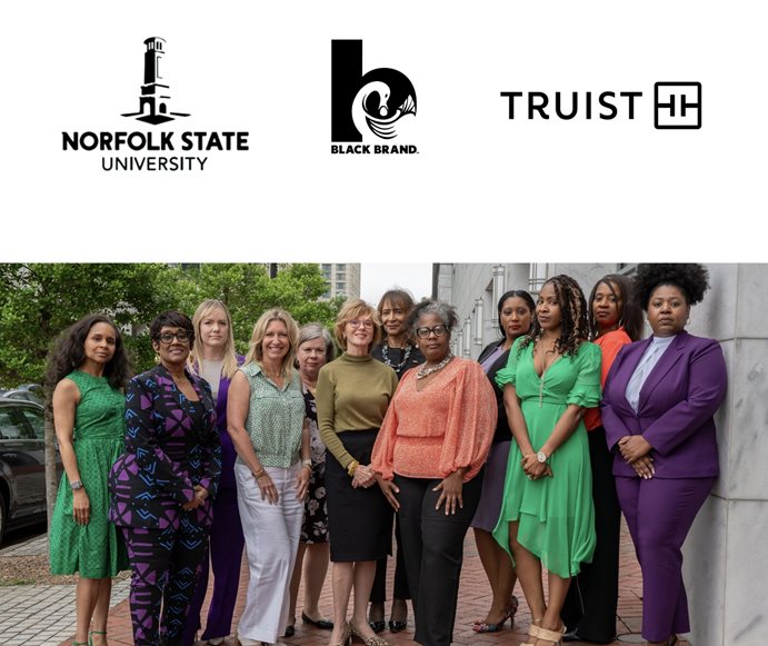 Women Who Lead. Logos for Norfolk State University, Black Brand, Truist