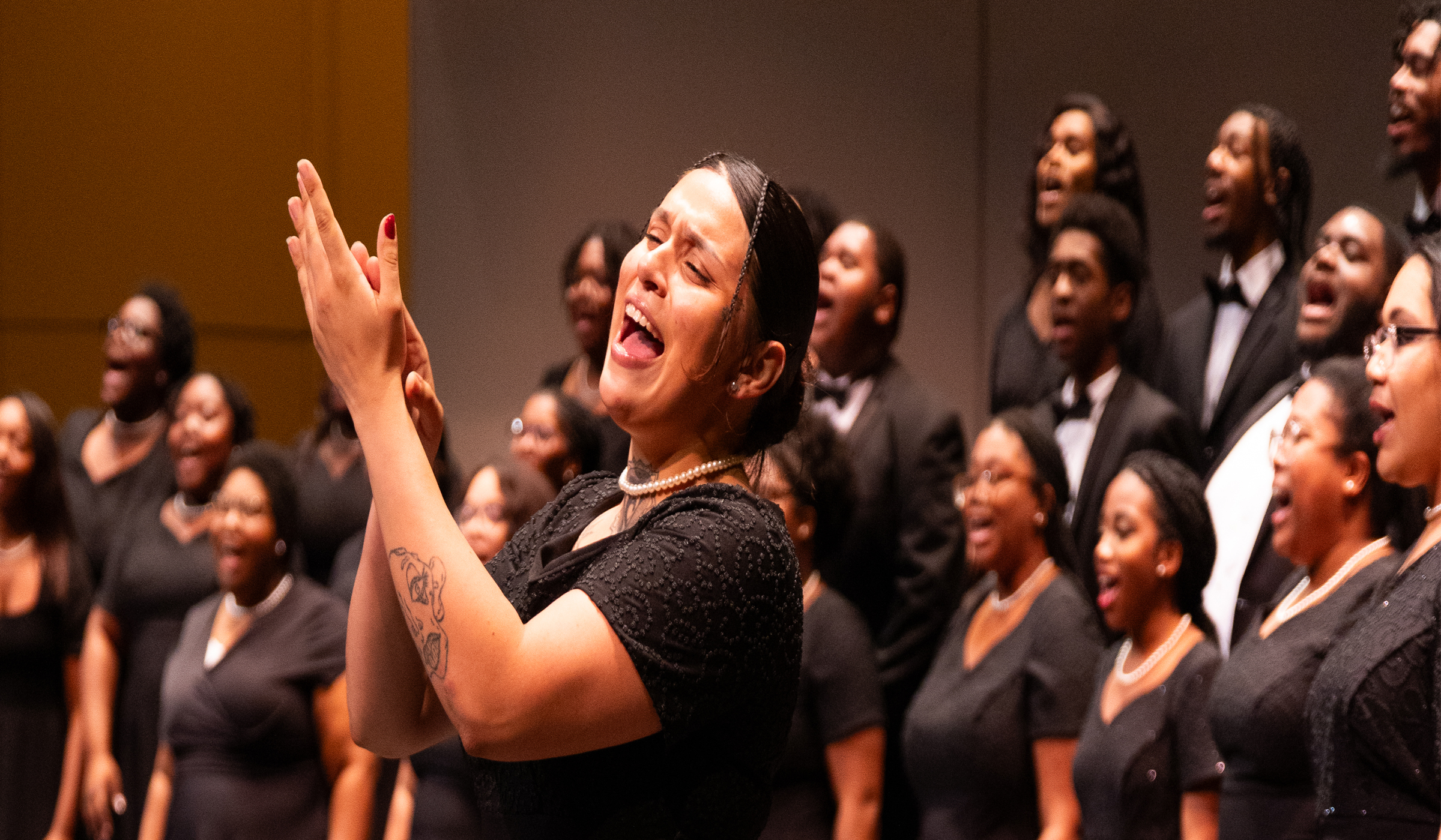 soloist singing with choir