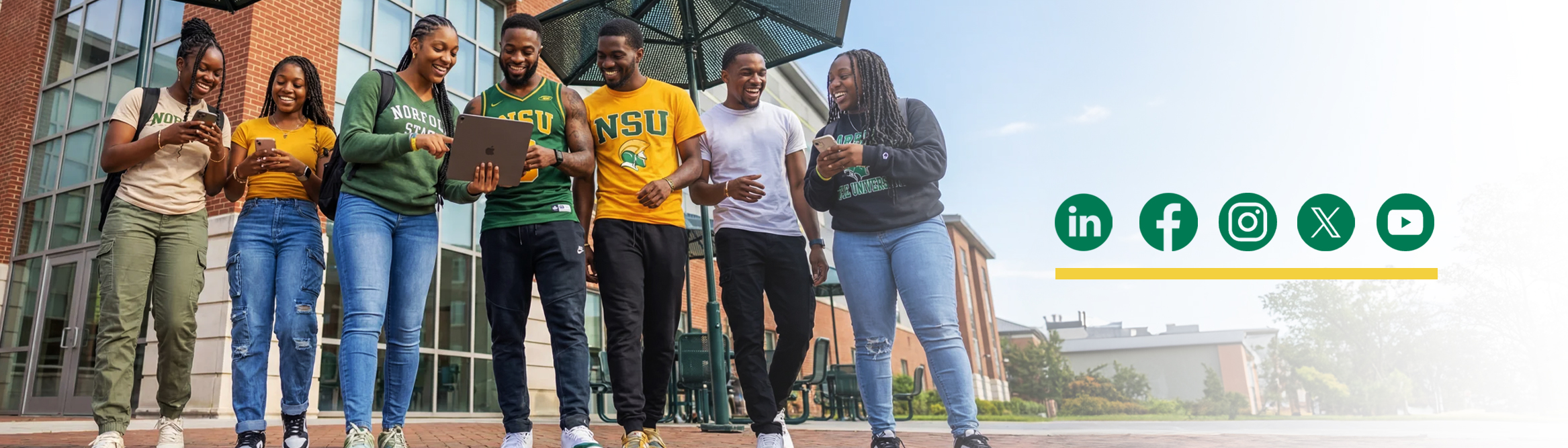 The student center at night photo is used as a cover photo for the university's social media accounts.