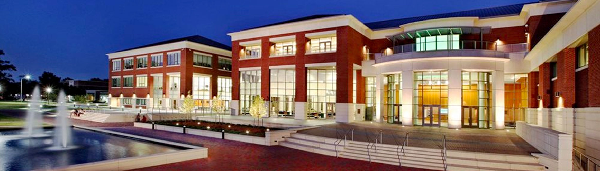 The student center at night photo is used as a cover photo for the university's social media accounts.