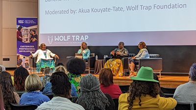 Akua Kouyate-Tate, the Vice President of Education at the Wolf Trap Foundation for the Performing Arts, moderated the discussion. The panelists were Dr. Jacqueline Boone, an Assistant Professor in the School of Education at Norfolk State University; Tracie Kunkel, Preschool Coordinator with Norfolk Public Schools; and Darlene D. M. Walker, President of the BCDI-Hampton Roads Affiliate of the National Black Child Development Institute.
