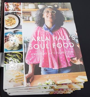 A picture of Carla Hall's book titled "Carla Hall's Soul Food."