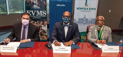 nsu, odu, and evms presidents sitting down together