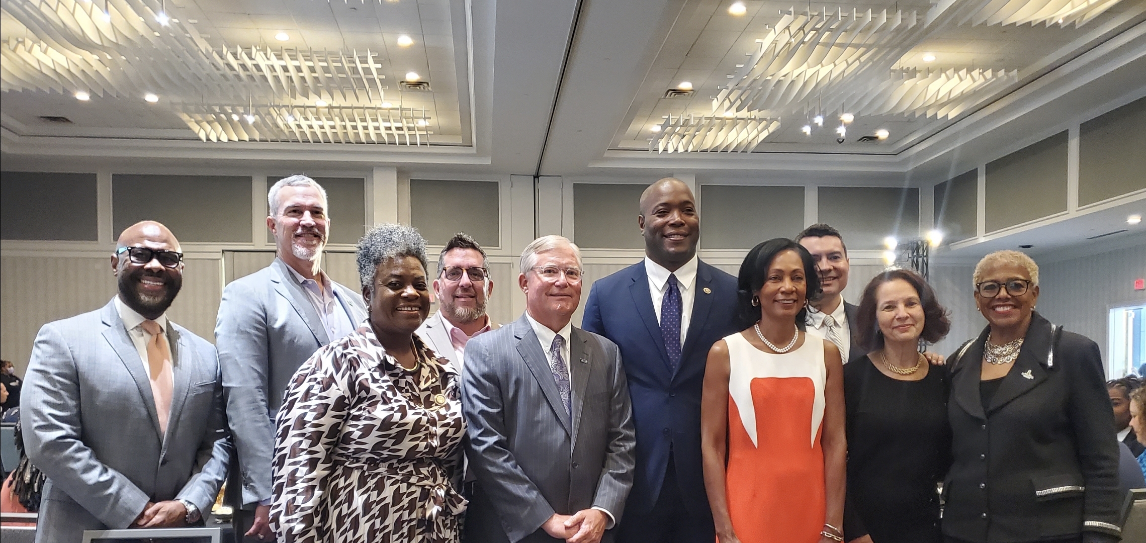 Dr Javaune Adams-Gaston and several local leaders at a Hampton Roads Chamber Regional event.
