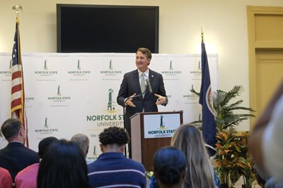 Gov. Youngkin announces a new student tutoring program before gathering in the Wilder Center.