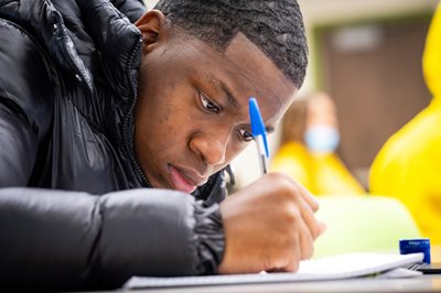 Student taking a test.